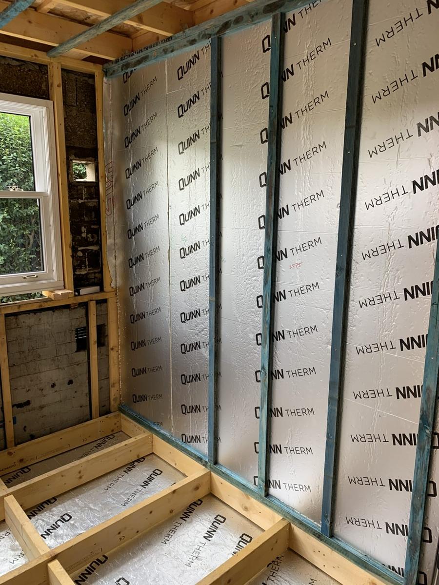 Wall and floor insulated with PIR boards between the timbers, St Andrews