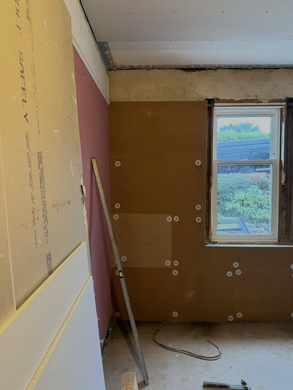 Wood fibre internal walls, Barnton, Edinburgh